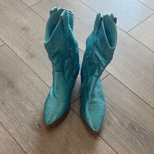 Blue Rhinestone Cowboy Boots